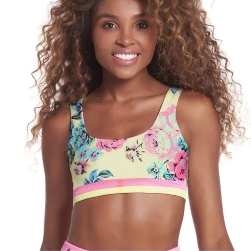 Maaji Floral Bikini Top in Cream and Blue